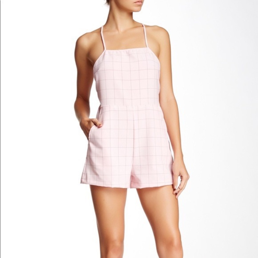 American Apparel Pink Grid Romper